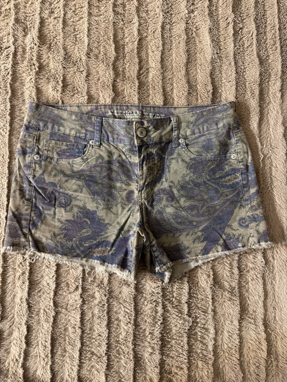 American Eagle Gray and Purple Paisley Shorts
